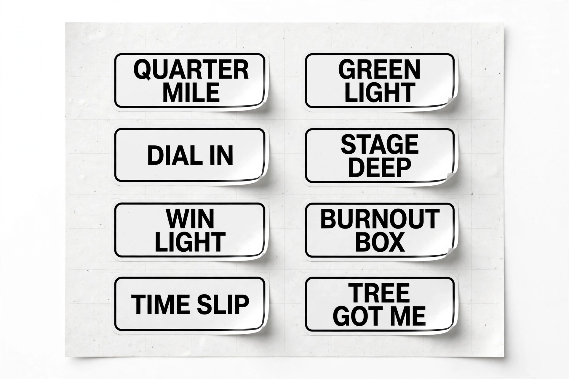 Drag Strip Decal Sheet — Decal Sheet for Muscle Car Fans