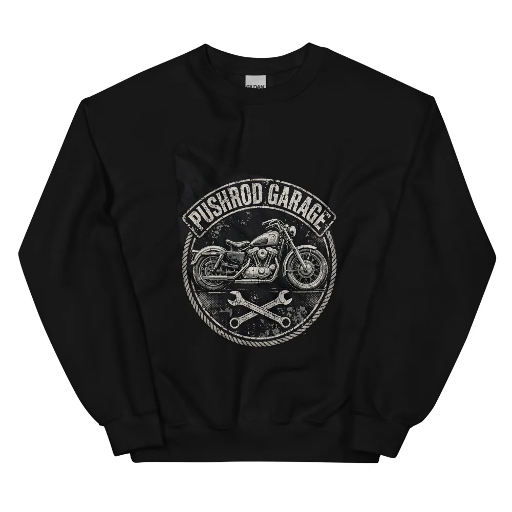 Pushrod™ Garage Badge Pullover — Pullover Sweatshirt for Bikers
