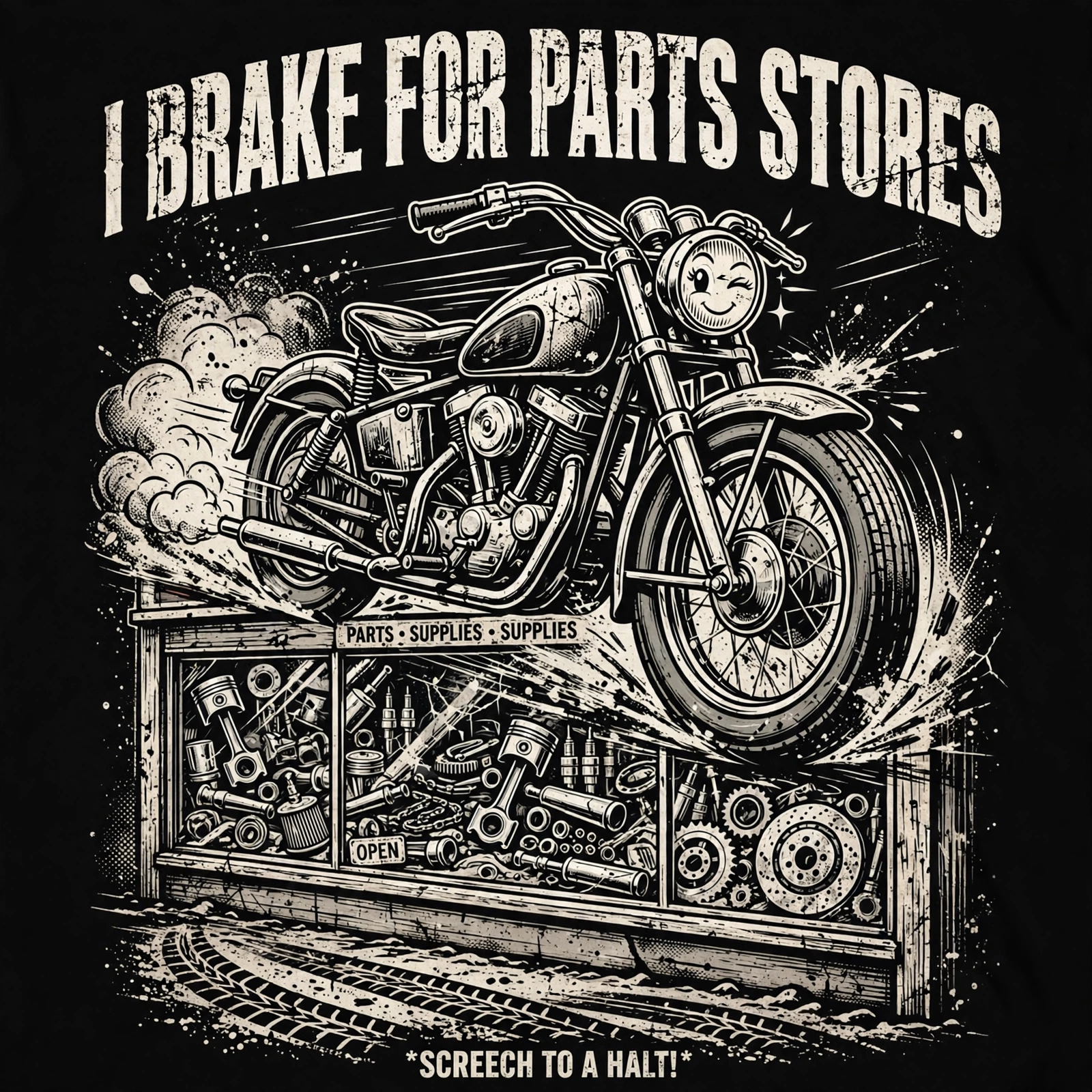 I Brake for Parts Stores — T-Shirt for Bikers