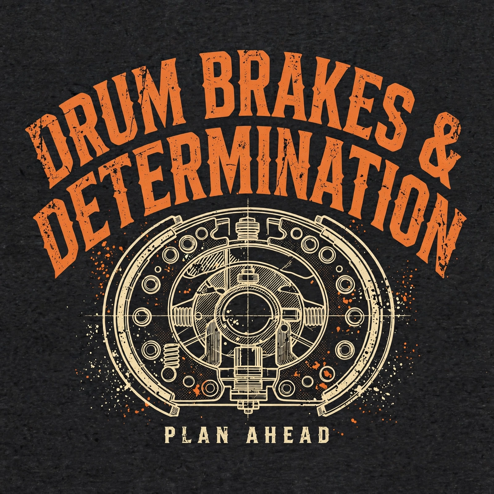 Drum Brakes & Determination — T-Shirt for Classic Truck Fans